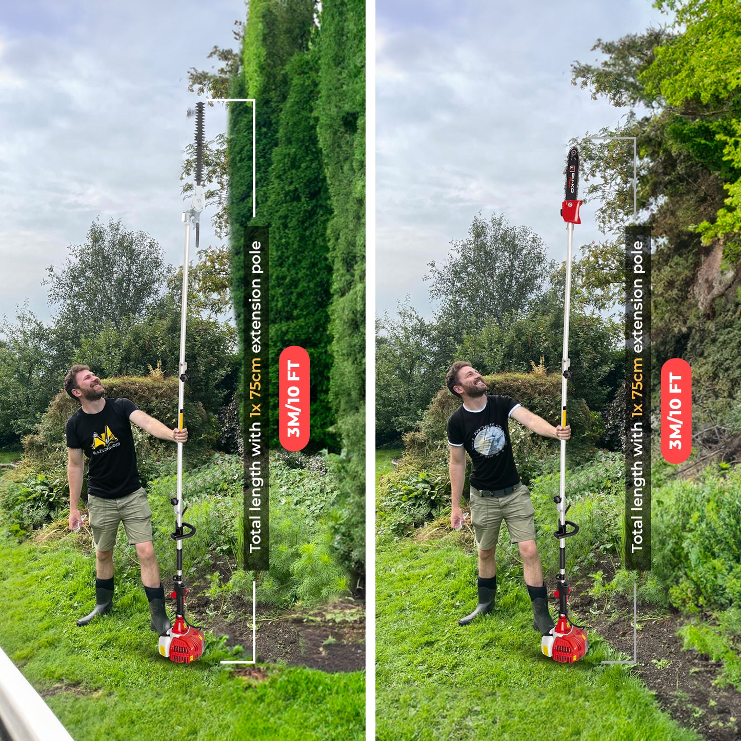 Grade 52cc Petrol Garden Multi Tool, 1 Pole, Toolbag, Strimmer, Hedge Trimmer, Pruner, Brush Cutter