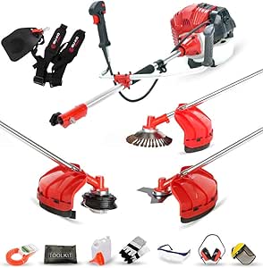 Grade 52cc Petrol Strimmer & Brush Cutter – Pull Start, 3T Blade, Wire Brush, String Trimmer for Garden