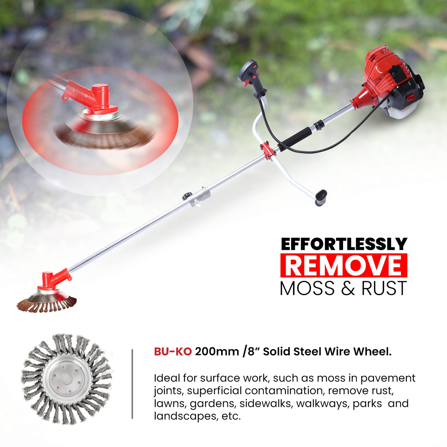 Grade 52cc Petrol Strimmer & Brush Cutter – Pull Start, 3T Blade, Wire Brush, String Trimmer for Garden