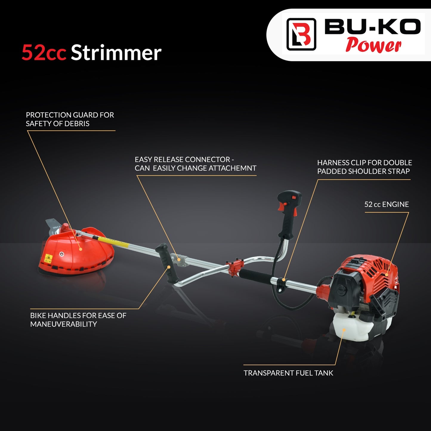 Grade 52cc Petrol Strimmer & Brush Cutter – Pull Start, 3T Blade, Wire Brush, String Trimmer for Garden