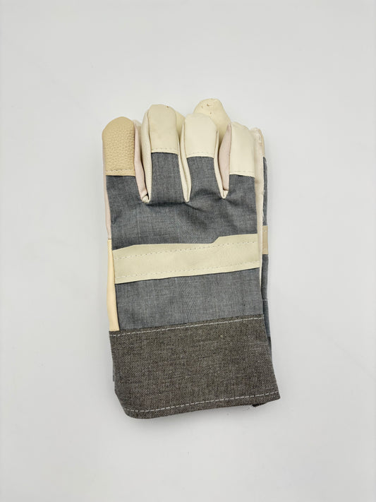 BU-KO Heavy-Duty Leather Work Gloves – Reinforced Palm, Durable Canvas Back, Safety Cuff